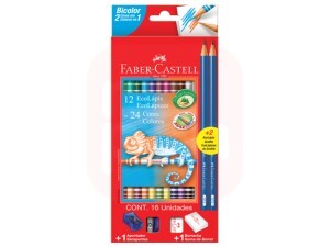 Lápis de Cor 12/24 Cores Bicolor - Faber Castell